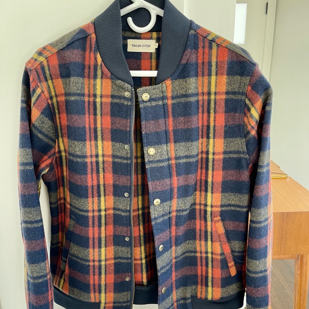 Taylor Stitch The Navy Plaid Wool Bomber Jacket